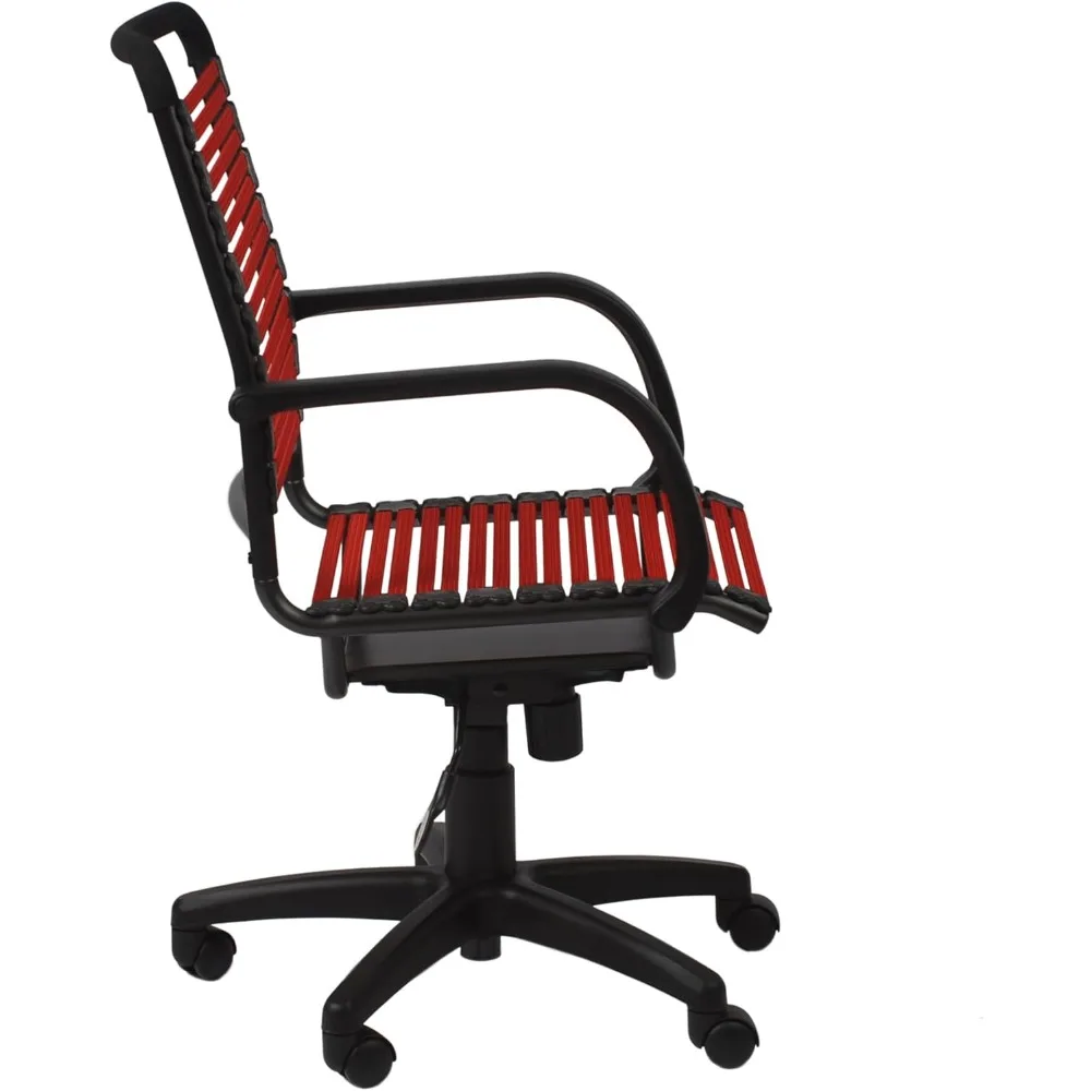 Red Euro-Style Flat High-Back Swivel Office Chair with Graphite Frame and Adjustable Tilt