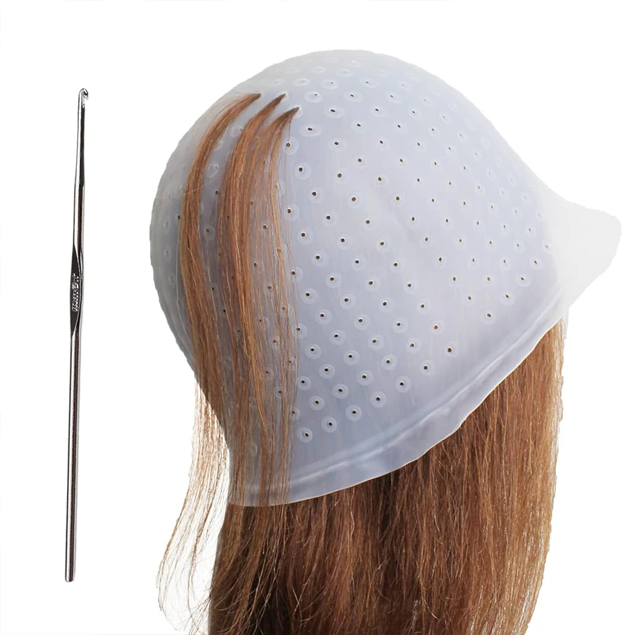 Silicone Hair Coloring Cap For Hairdressing With Needle Professional Salon Dyeing Tool Highlight Dyeing