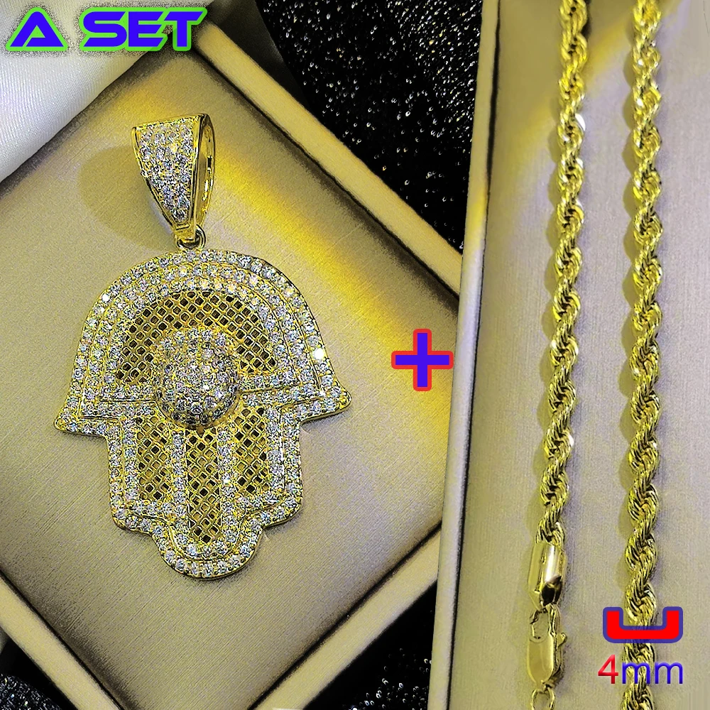 Exclusive customized necklace for hip-hop. Diamond inlaid gold pendant, 18K classical gold-plated craftsmanship, new trend