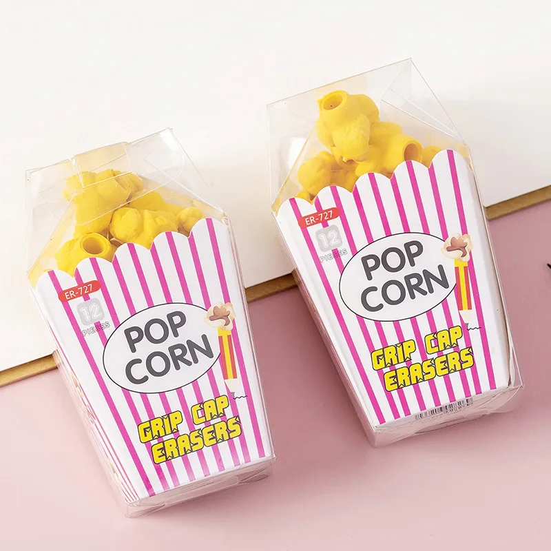 1 Pcs Lytwtw's 2B Cute Popcorn Soft Erasers Rubber Kawaii Stationery School Office Supplies Creative Easy Clean Funny