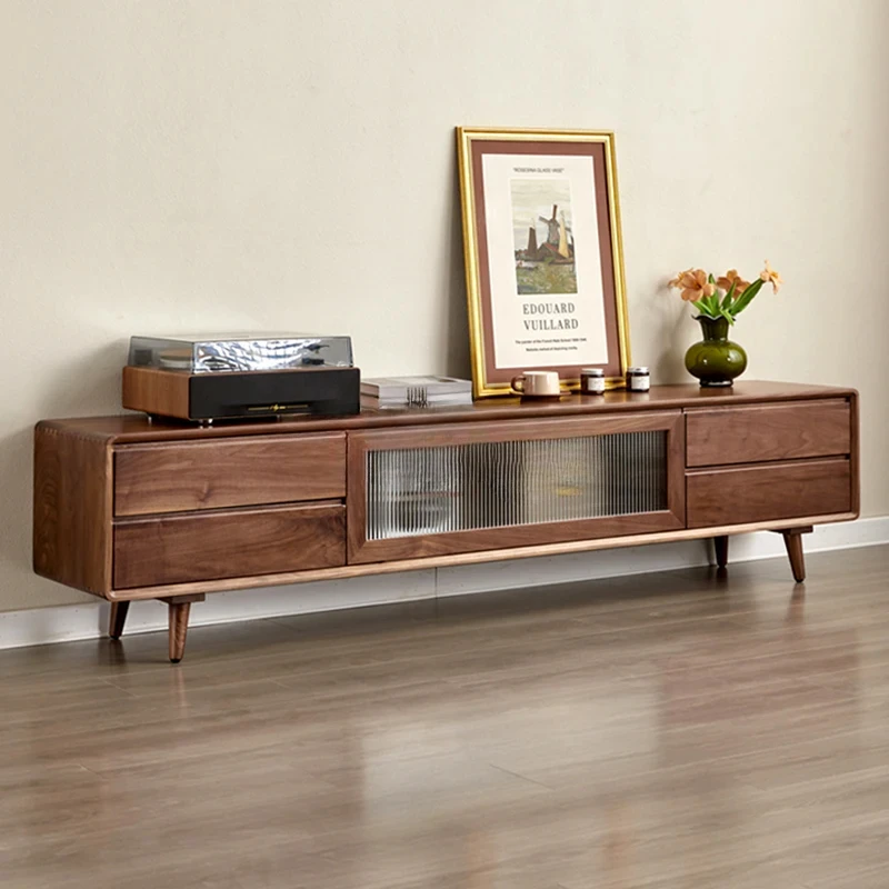 

North American black walnut TV cabinet Modern simple audio-visual cabinet Living room floor cabinet