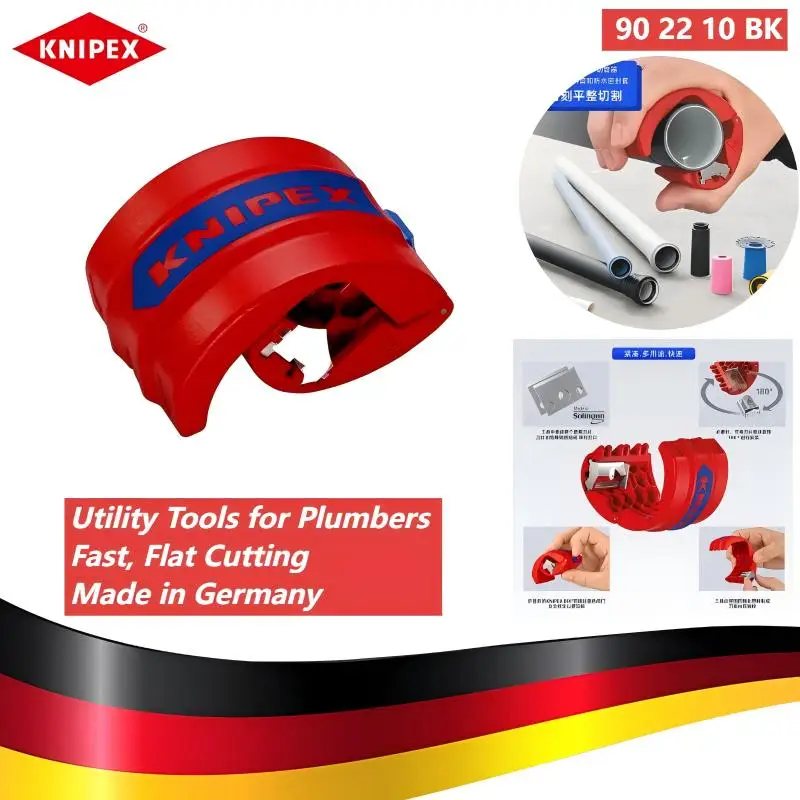 

KNIPEX 90 22 10 BK German Plastic Pipe Cutter 20-50mm for PVC Tube & Sealing Sleeve Professional Plumbing Installation