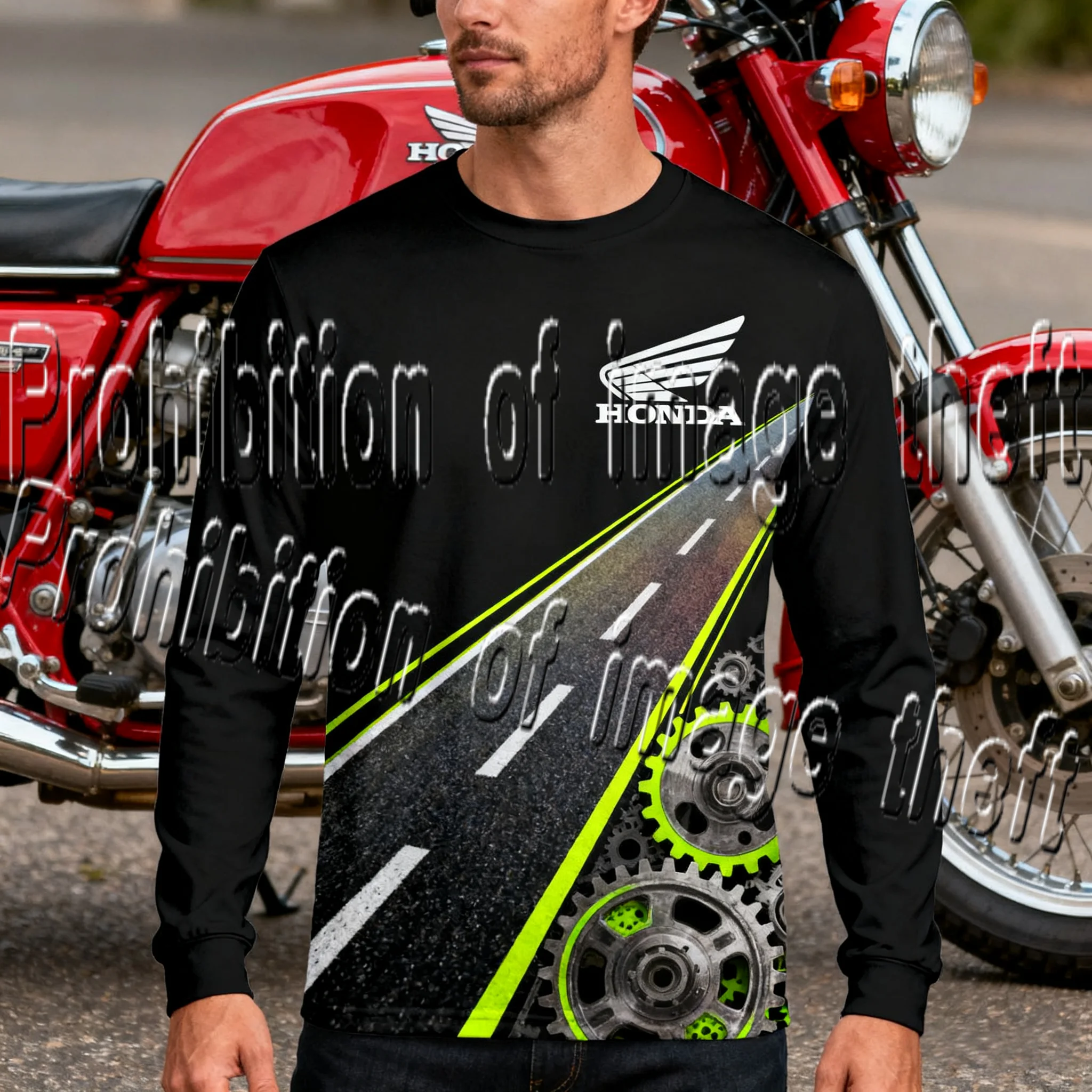 

Осенне-зимняя спортивная рубашка с длинными рукавами для езды на мотоцикле Honda, свободная футболка для взрослых и детей, топ с мячом для фитнеса и бега