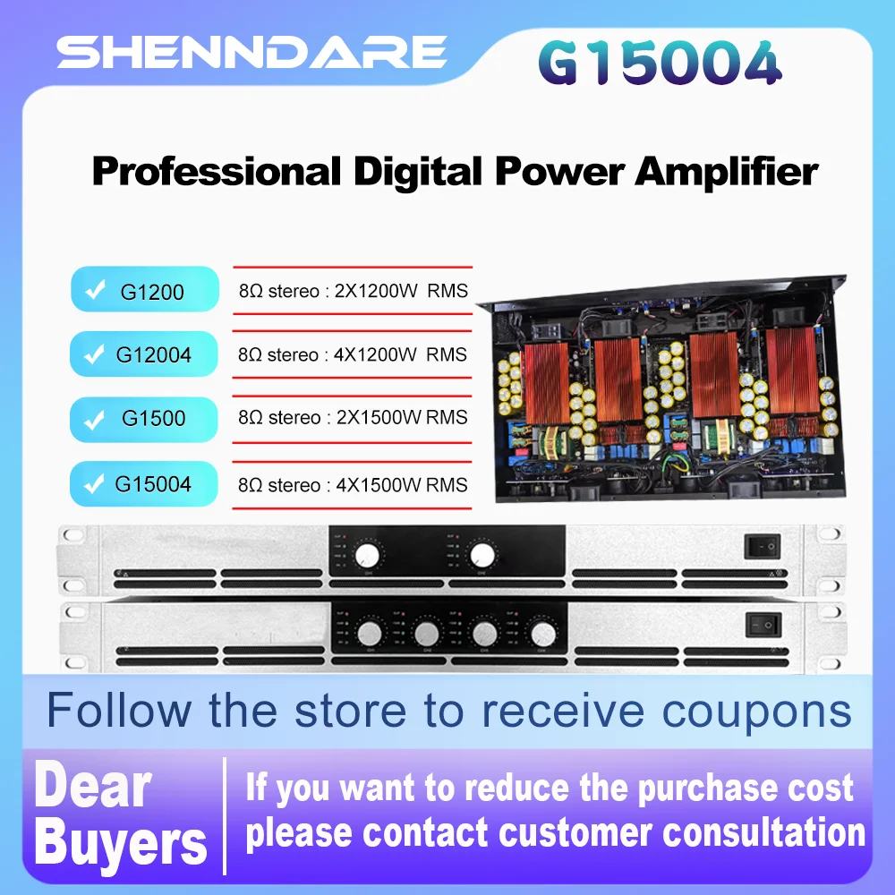 

ShennDare G15004 Professional Digital Power Amplifier 4x1500w Class D Audio Subwoofer Amplifier Line Array Speaker Sound AMP