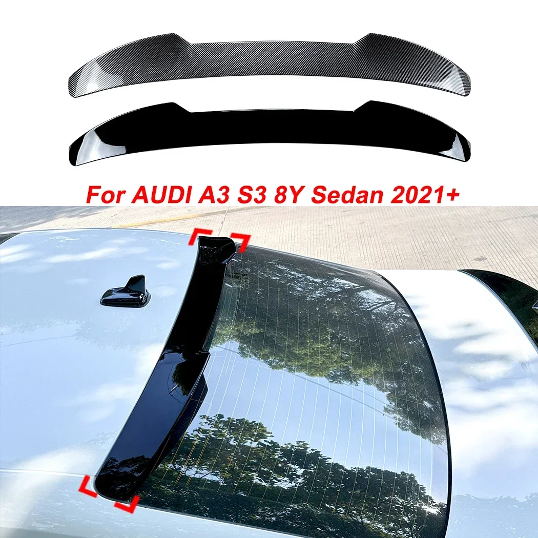 Rear Roof Spoiler For AUDI A3 S3 8Y Sedan 2021+ Car Splitter Spoiler Body Kit Gloss Black/Carbon Look ABS Plastic Decoration