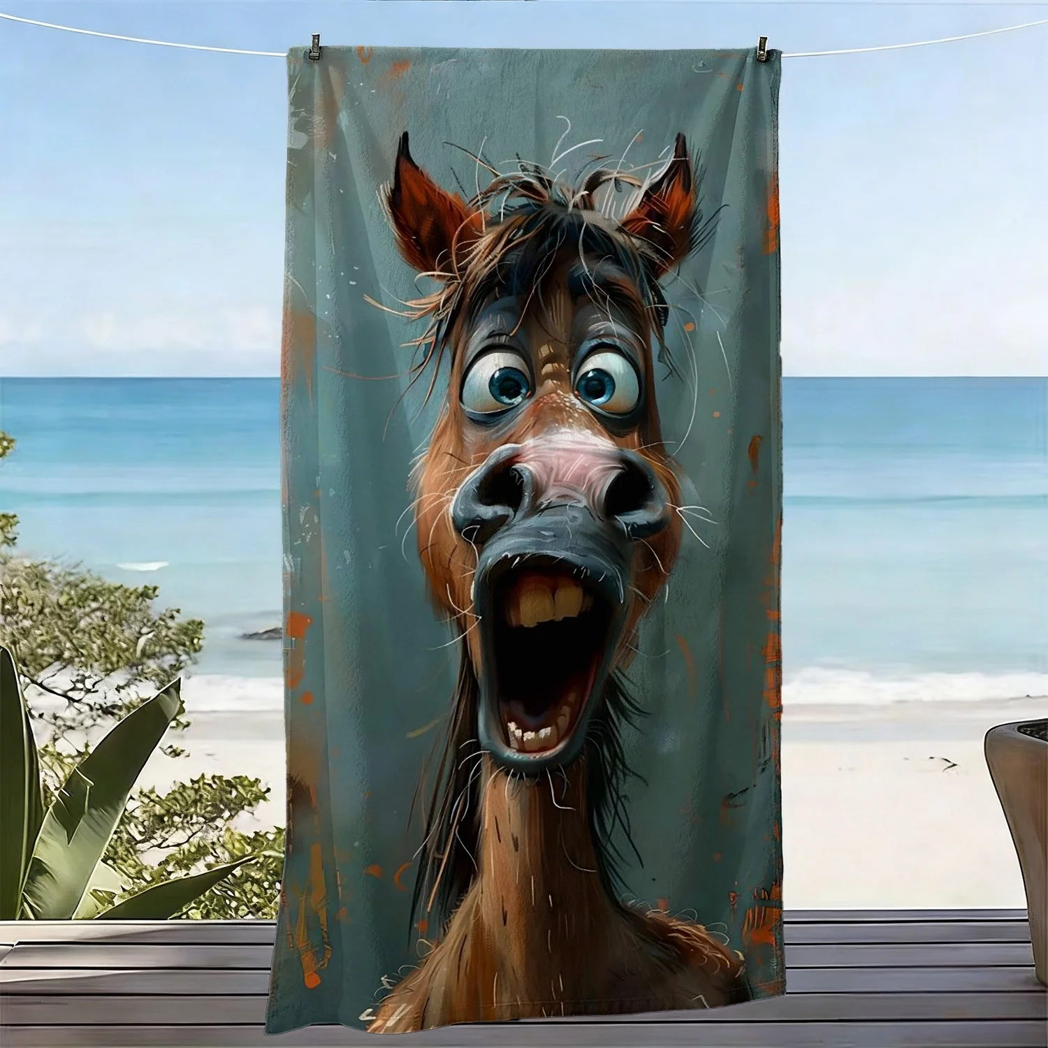 1pc Oversized Horse-Themed Microfiber Beach Towel - Quick-Dry Bath Towel Suitable for Pool Bath Picnic Outdoor