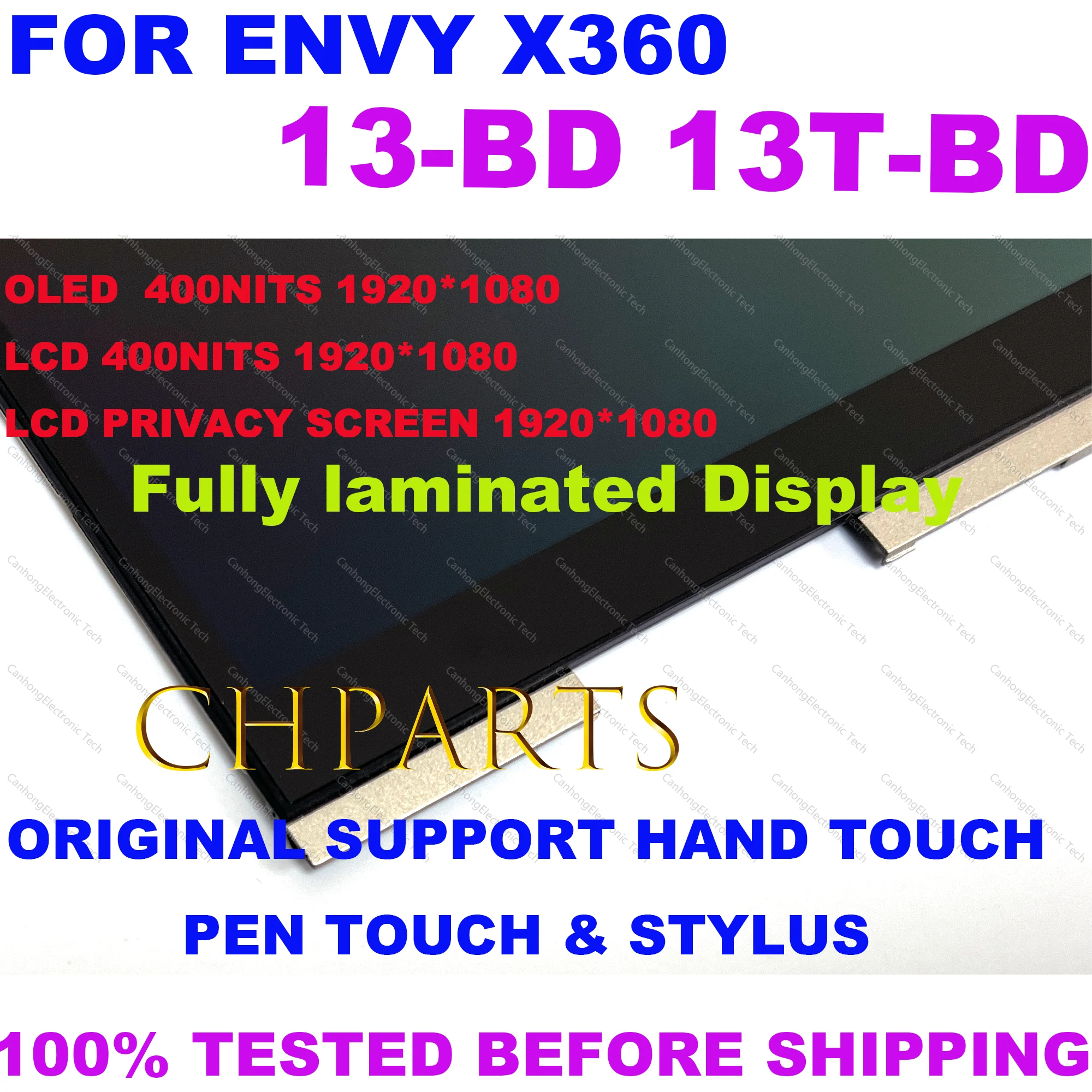 13.3 “FHD Para HP ENVY 13-BD 13T-BD 13-bd0011NW 13-bd0002UR 13-bd000NA M44568-001 Tela de toque LCD 1080P OLED cor dourada