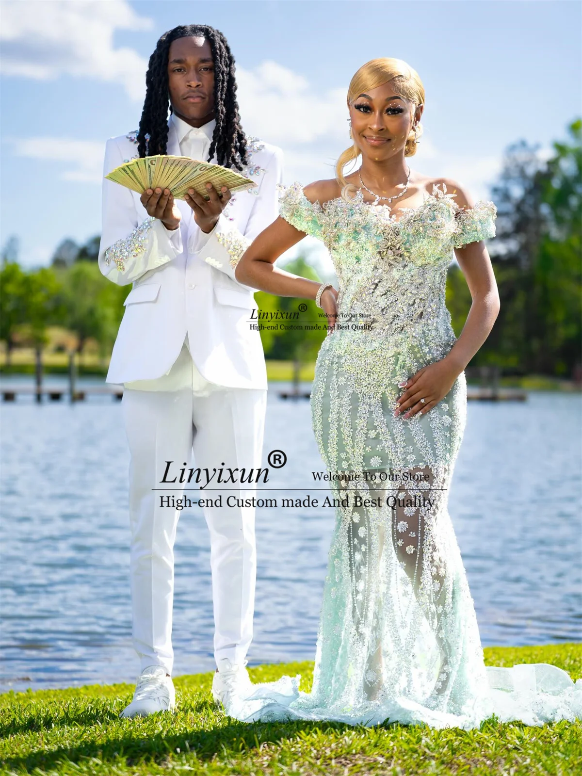 

Блестящие костюмы с блестками для мужчин, комплекты из 2 предметов, смокинги для жениха, наряды для свадебной вечеринки, индивидуальный пошив, приталенный пиджак и брюки, одежда для мужчин