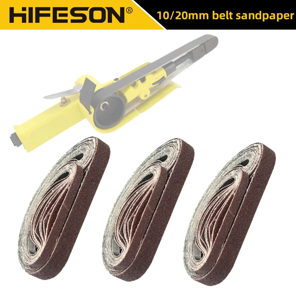 10 pz/lotto 10mm 20mm Nastri Abrasivi Carta Vetrata 60 80 120 240 400 600 Grana Lucidatura Bande Abrasive Per Levigatrice a Nastro