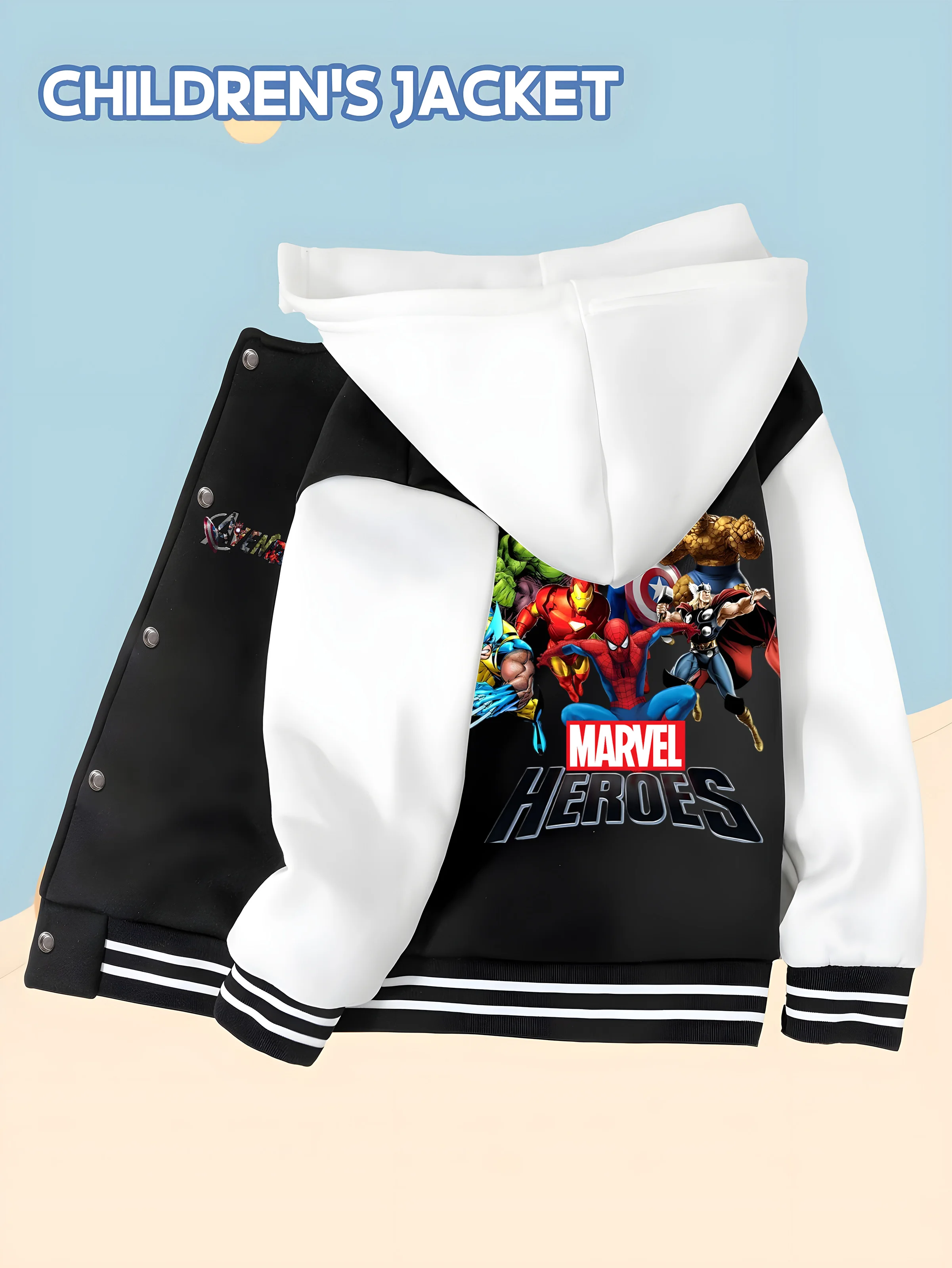 

MINISO Marvel Avengers Collection Kids Baseball Jacket - Soft fabric, perfect for school activities and outdoor play, instantly