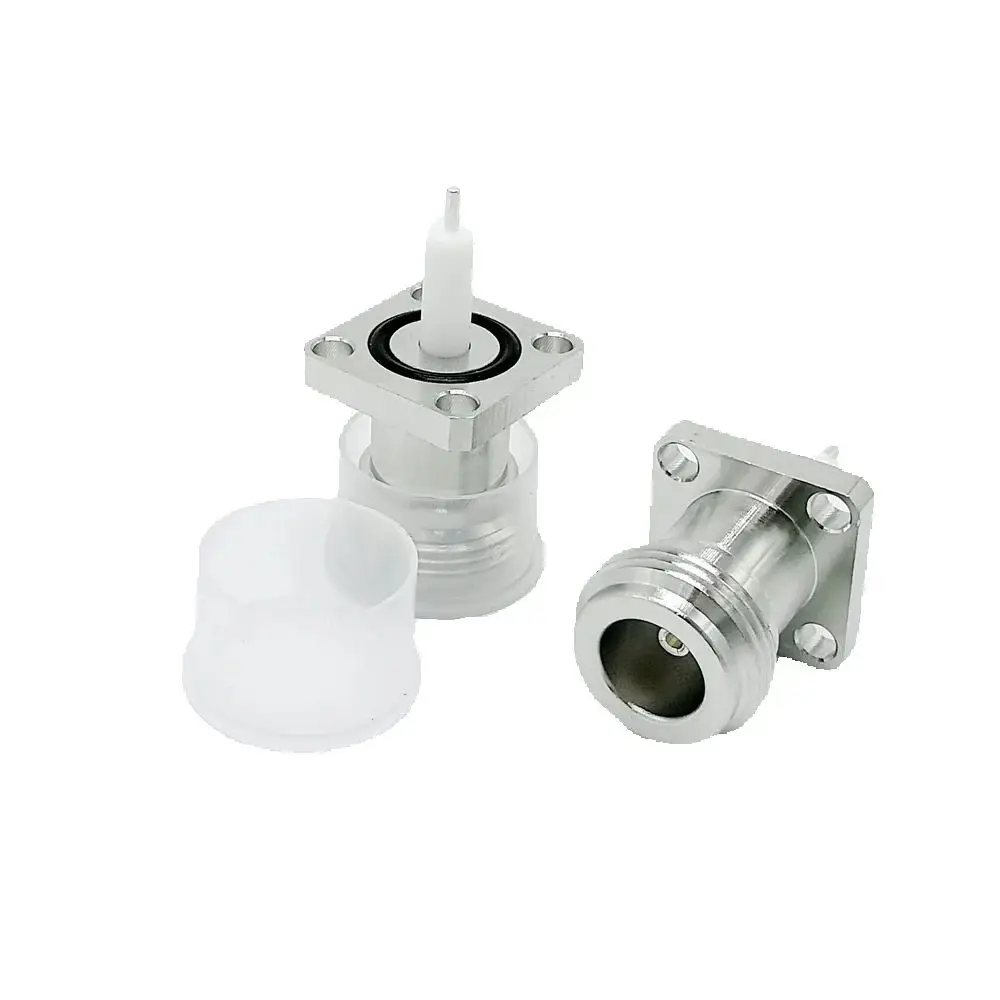 N Type Female Socket RF Coaxial Connector Square 17.5mm L16 4-Hole Panel Mount Wireless Antenna Signal Connector Waterproof