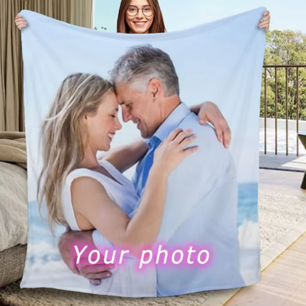 I Love You Custom Blanket with Photo Collage Text Personalized Picture Throw Blanket for Christmas Valentine's Day Birthday Gift