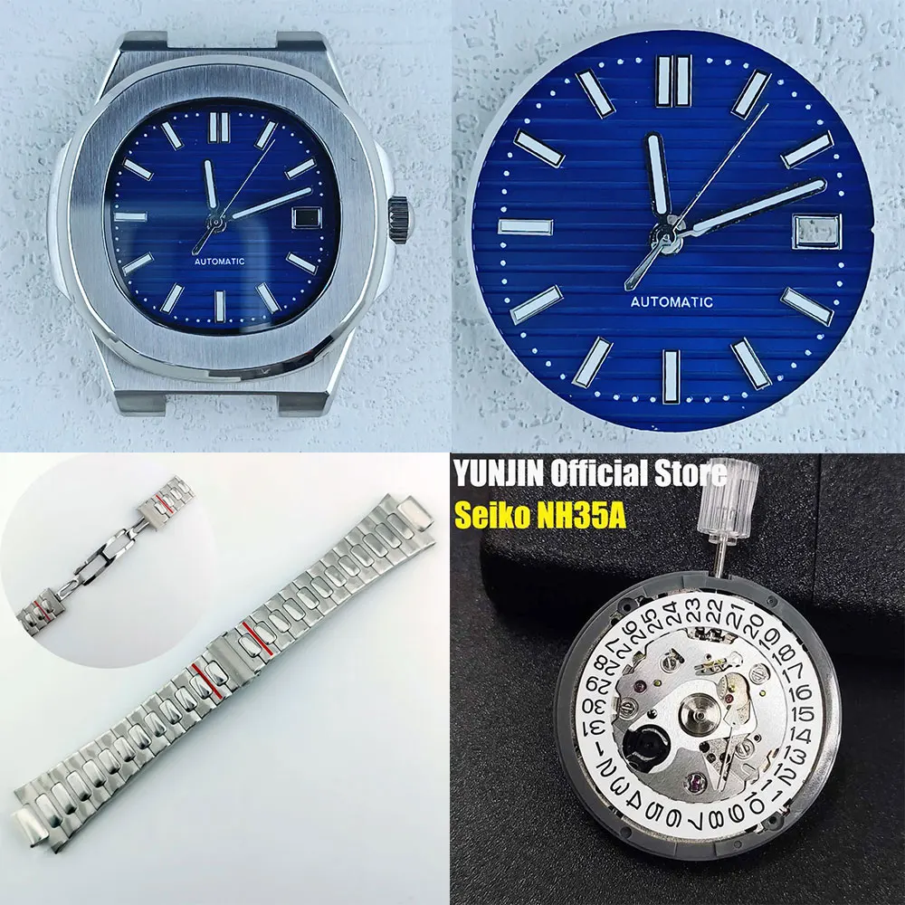 43mm NH35 Silver watch case suitable for NH35 movement mounting 316L stainless steel sapphire glass 10bar waterproof