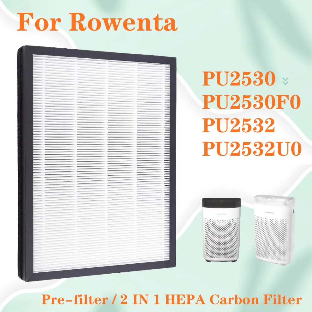 XD6220F0 / XD6220U0 для Rowenta PU2530, PU2530F0, PU2532, PU2532U0, сменный фильтр для очистителя воздуха 2 в 1: HEPA и угольный фильтр.