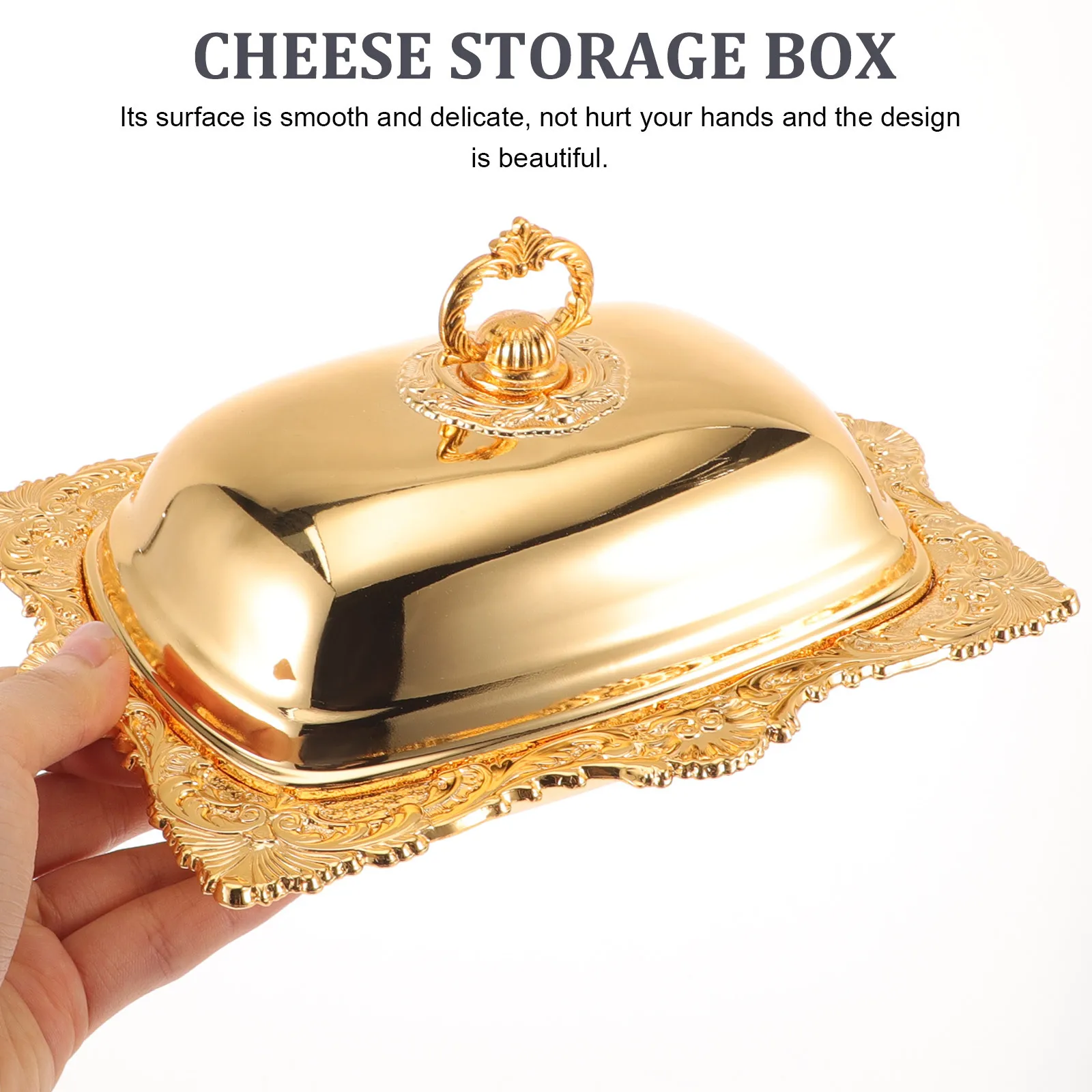 

1Set Butter Box Metal Lid Smooth Surface Butter Storage Keeper Household Kitchen Cheese Dish Dish with Lid