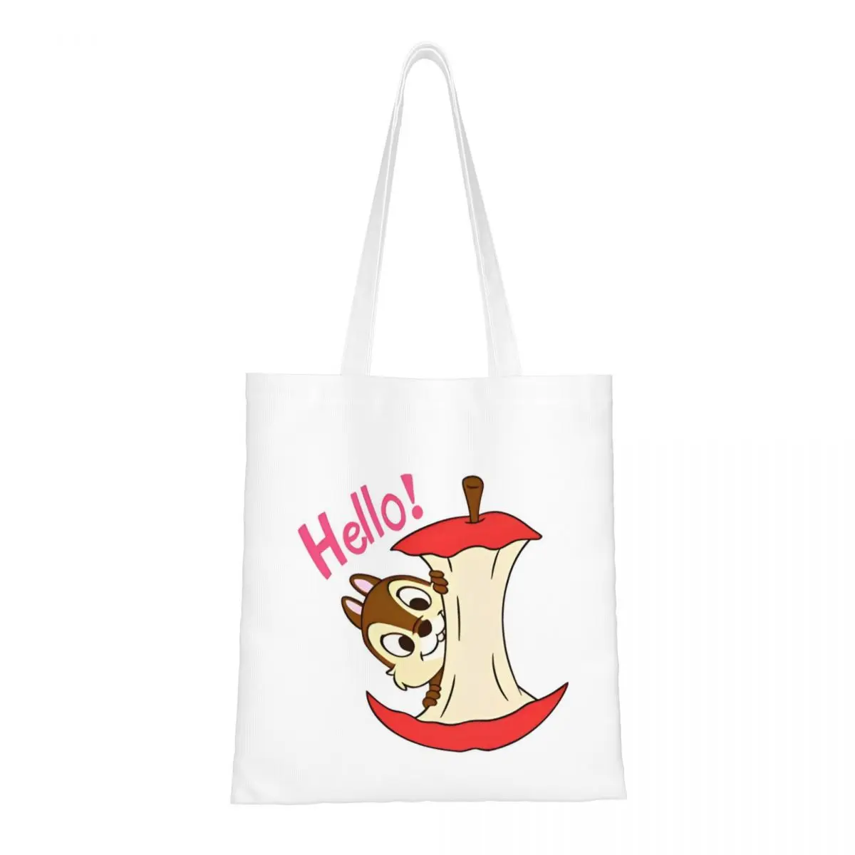 Chip 'n' Dale Eat An Apple Tote Bags Women Handbag Foldable College Shoulder Bag Reusable Shopping Bag