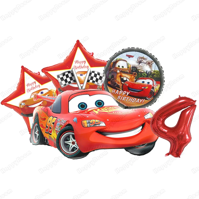 Cartoon Lightning Car Thema Folie Ballonnen Set Nummer 1-9 Ballon Cartoon Auto Happy Birthday Party Decoratie Benodigdheden Party Prop