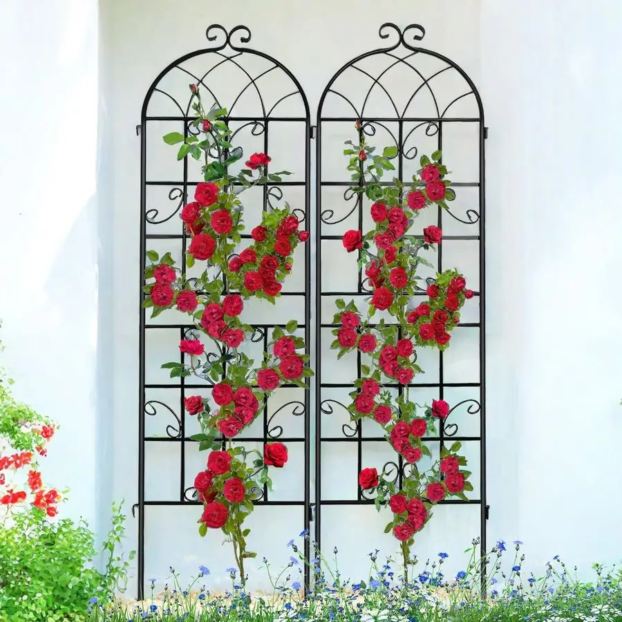 

2 Pcs 70 x 19.7 inch Metal Garden Trellis for Climbing Plants, Black Metal Coating Rustproof, Perfect for Supporting Climbing Pl
