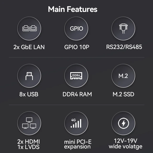 XCY Fanless Mini PC Celeron J4105 N4000 DDR4 M.2 SSD RS232/485 2x LAN GPIO mPCIE 4G LTE SIM 8x USB LVDS HDMI TPM 2.0 Windows 11 2 XCY Fanless Mini PC Celeron J4105 N4000 DDR4 M.2 SSD RS232/485 2x LAN GPIO mPCIE 4G LTE SIM 8x USB LVDS HDMI TPM 2.0 Windows 11 2