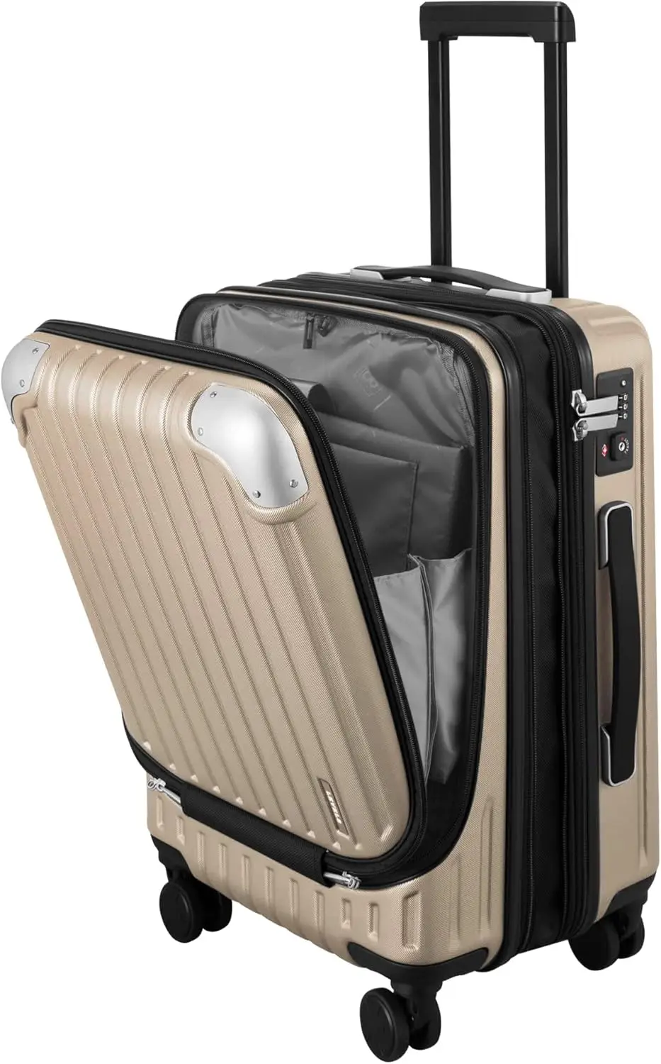 

20 Inch Expandable Hardside Suitcase with Front Compartment, Spinner Wheels & TSA Lock for Travel