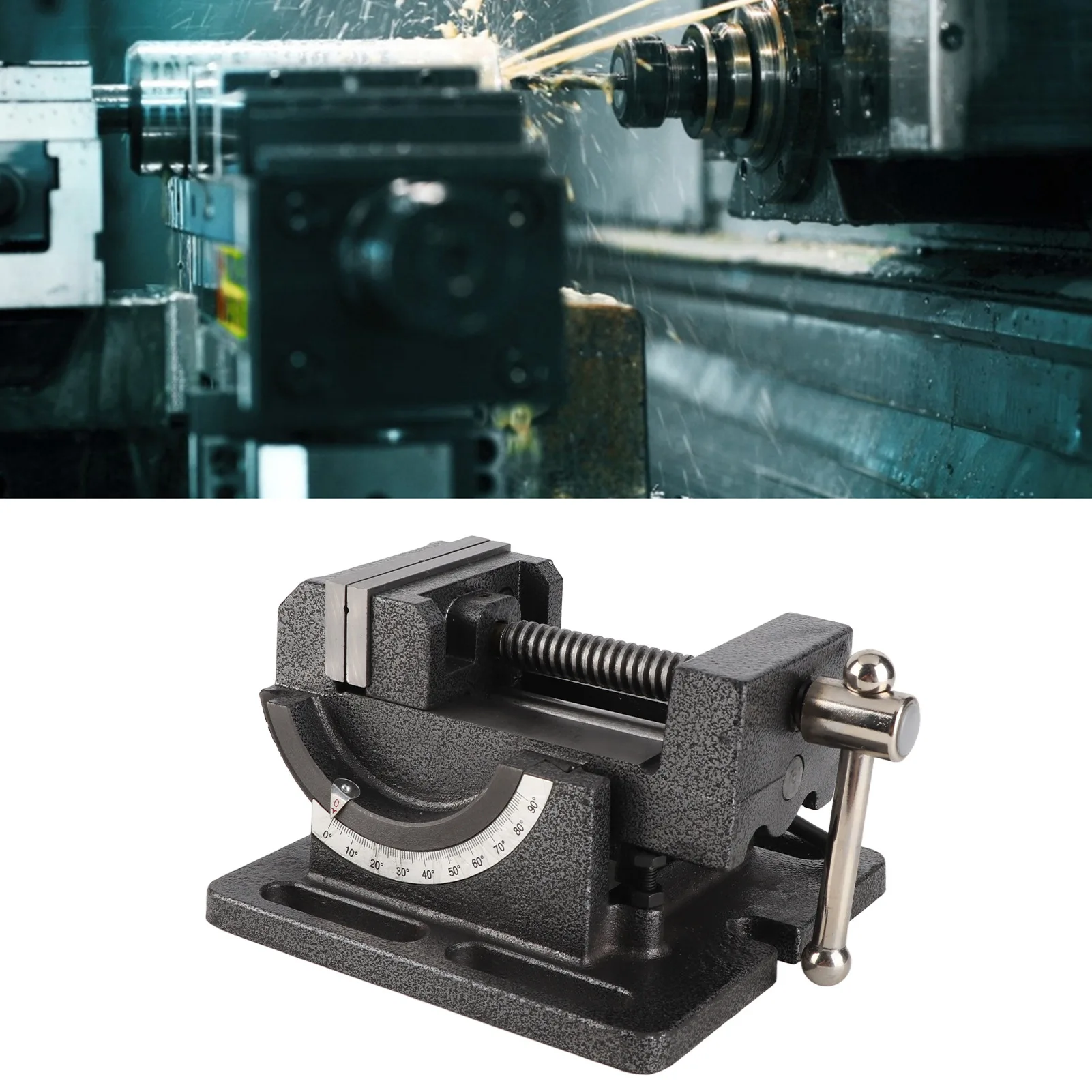 Clamp‑On Vise Drill Press Vise Vise Drill Press Vise Cast Iron Body Corrosion‑Resistant Hardware Accessory 3‑Inch Tiltable