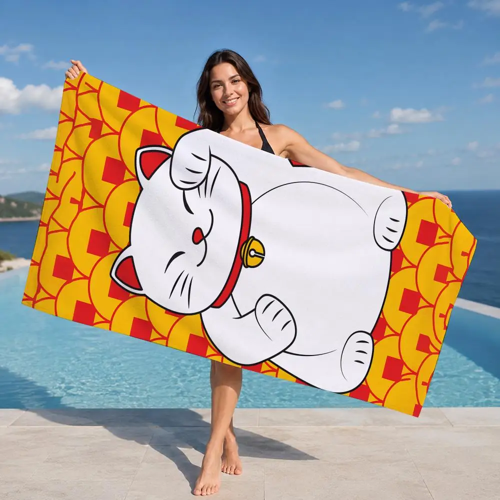 maneki neko Towel ultra-fine fiber quick drying absorbent towel, beach swimming vacation beach towel