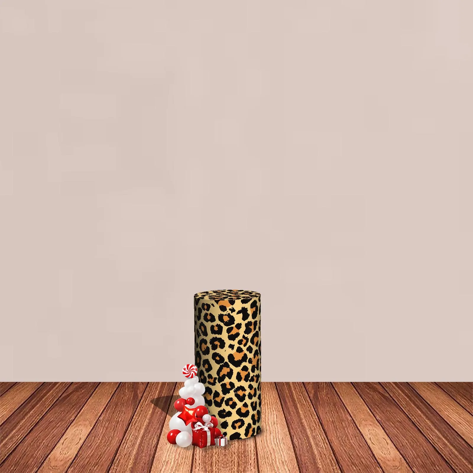 Safari Cylinder Backdrop Cover Jungle Leopard Giraffe Zebra Cow Texture Baby Shower Birthday Party Decor Pedestal Column Cover