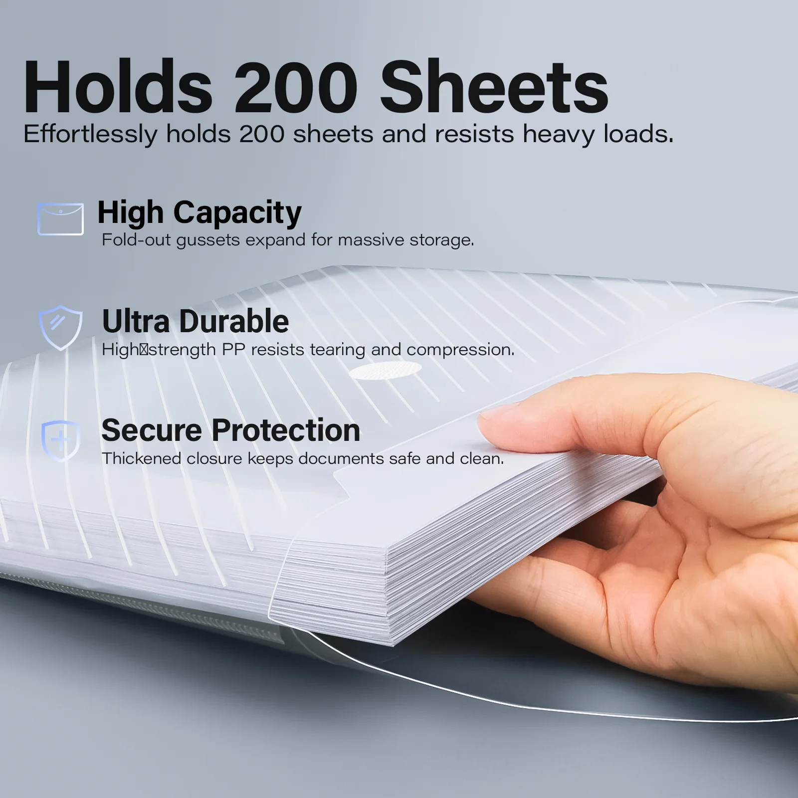 10팩, 플라스틱 봉투 – A4 편지 크기 문서, 영수증, 사진 및 사무실/학교 사용을 위한 투명 방수 재사용 파일 폴더