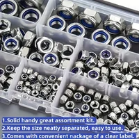 230 Uds 304 Kit de tuercas de bloqueo métrico de acero inoxidable, tuercas de inserción de nailon de bloqueo hexagonal para M3 M4 M5 M6 M8, sujetadores de Metal duraderos, Se