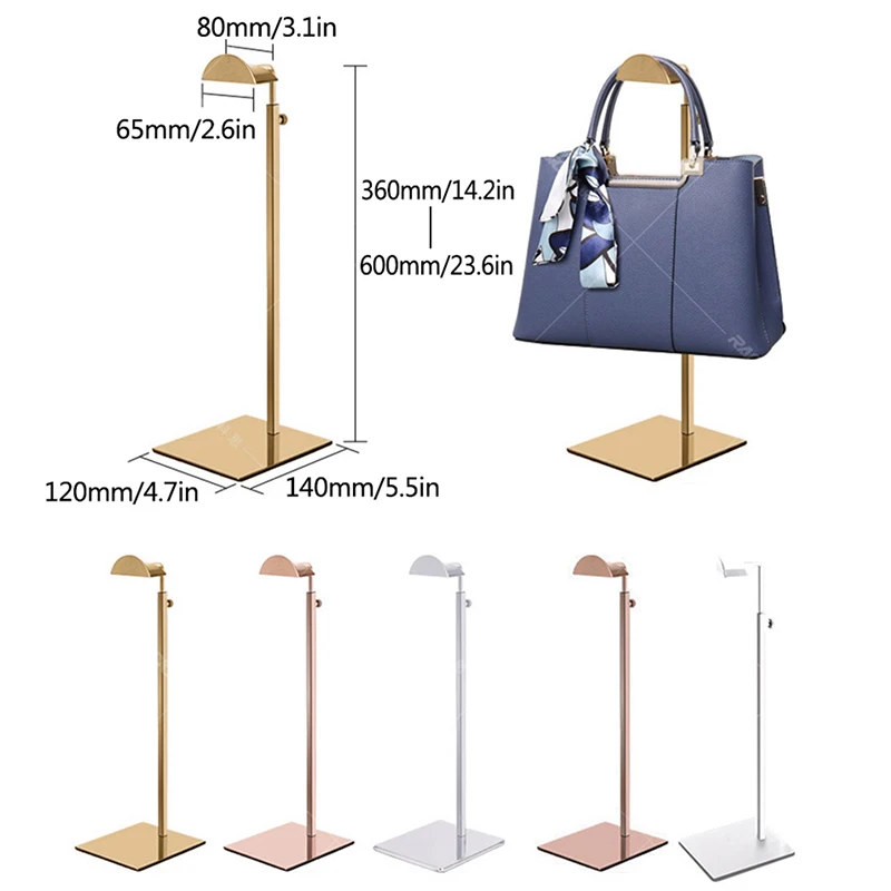 Adjustable Polished Gold / Silver Hanging Bag Handbag Shelf Display Stand Purses Handbag Holder Rack Organizer Stand Storage