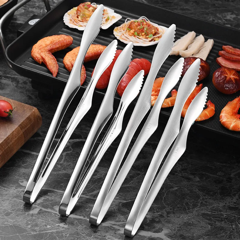 304 Stainless Steel Food Tong Horizontal Cooking Clip,thickened Grill Clip Non-Slip BBQ Steak Clips Restaurant Kitchen Tools