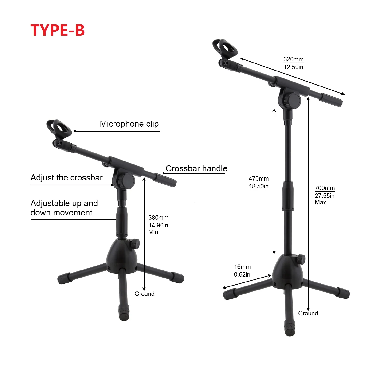 Floor Microphone Tripod Swing Arm Retractable Metal Microphone Stand Stage Performance Live Bracket Desktop Mic Tripod