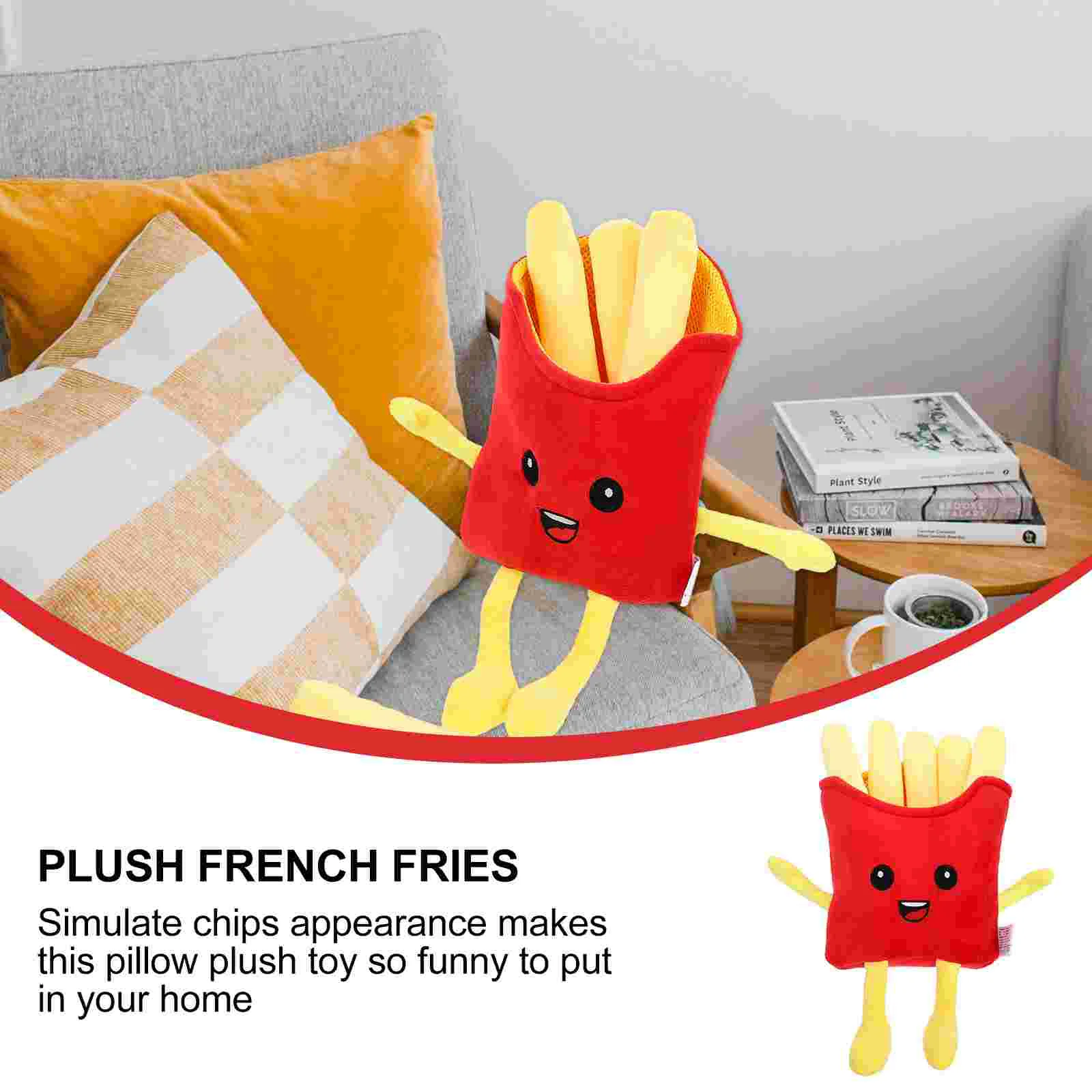 French Fries Plush Pillow Toy Sofa Decorative Cushion Removable Chips Throw Pp Cotton Lumbar Cartoon