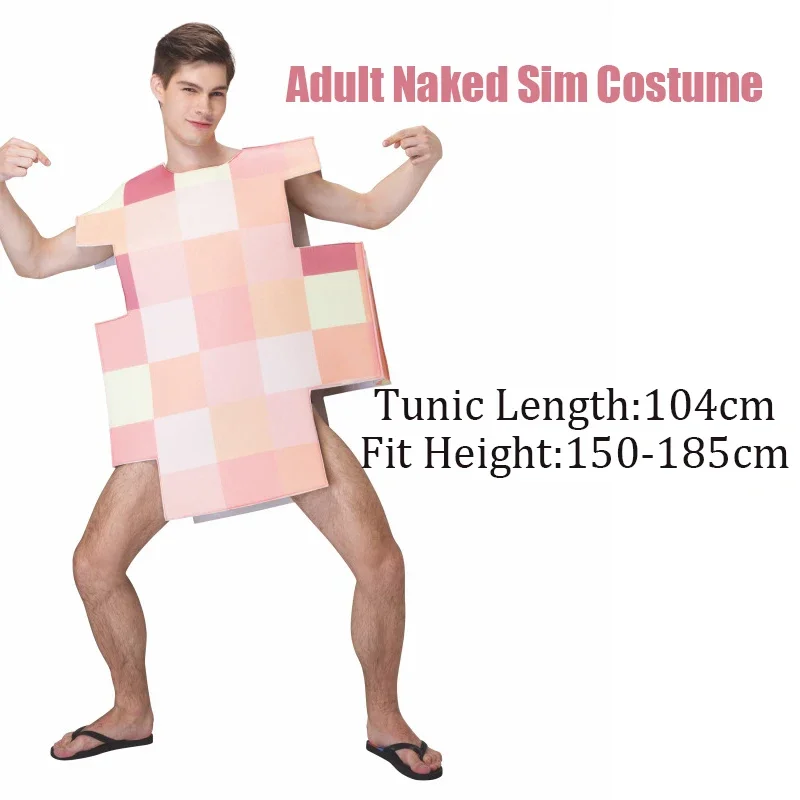 2024 New Arrival Couple Naked Sims Costume For Halloween Party Kids Funny Adult Mosaic Costume