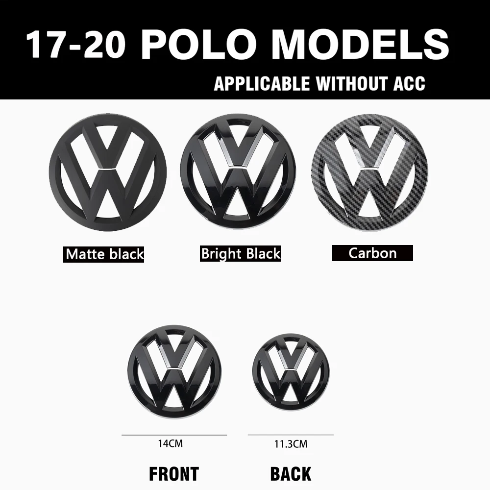 Car Front Radiator Grille Trunk Emblem Lid Covers Sticker For Volkswagen VW Polo 2017 2018 2019 2020