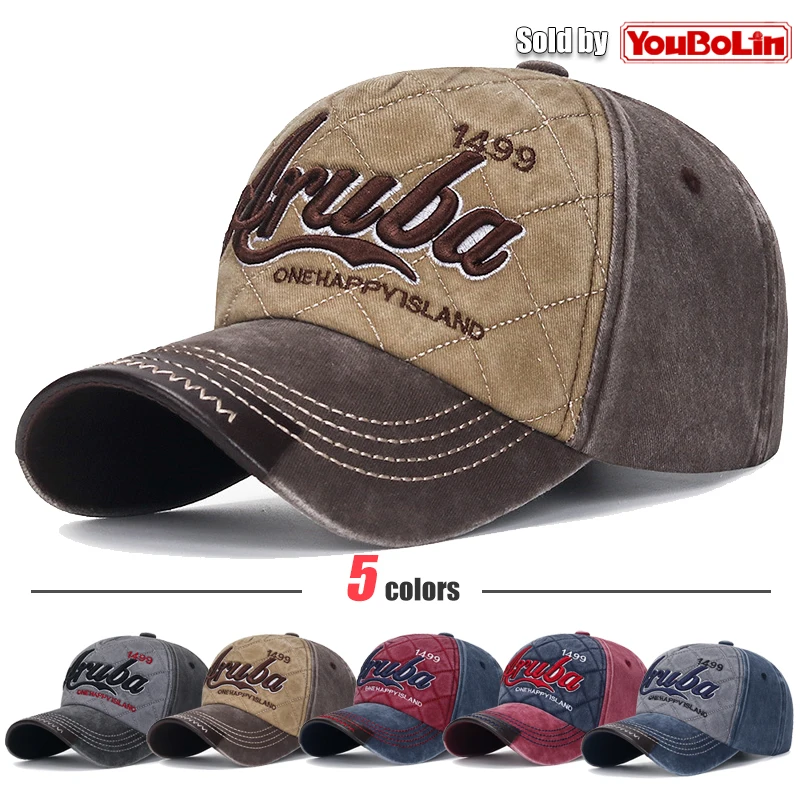 Gorra de béisbol bicolor ajustable de algodón bordado con letras Aruba, gorra para el sol, gorras de camionero, sombreros para papá