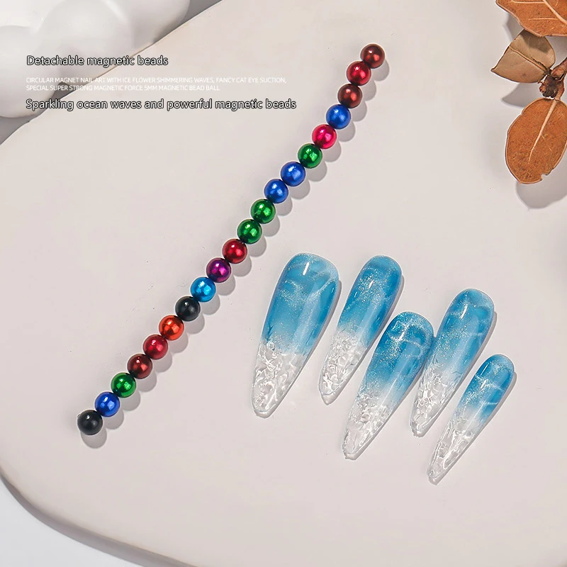 20Pcs/Set Multicolor Round Magnet Beads Multi-function Nails Sparkling Flower Carving Cat Magnet For Gel Polish Design Accessor