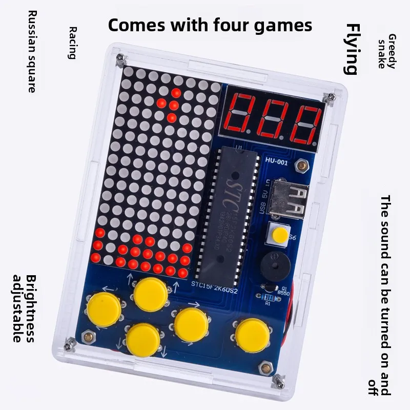 Pixel Game Making Kit 51Single-chip Microcomputer Game Console TetrisdiySpare PartsHU-001