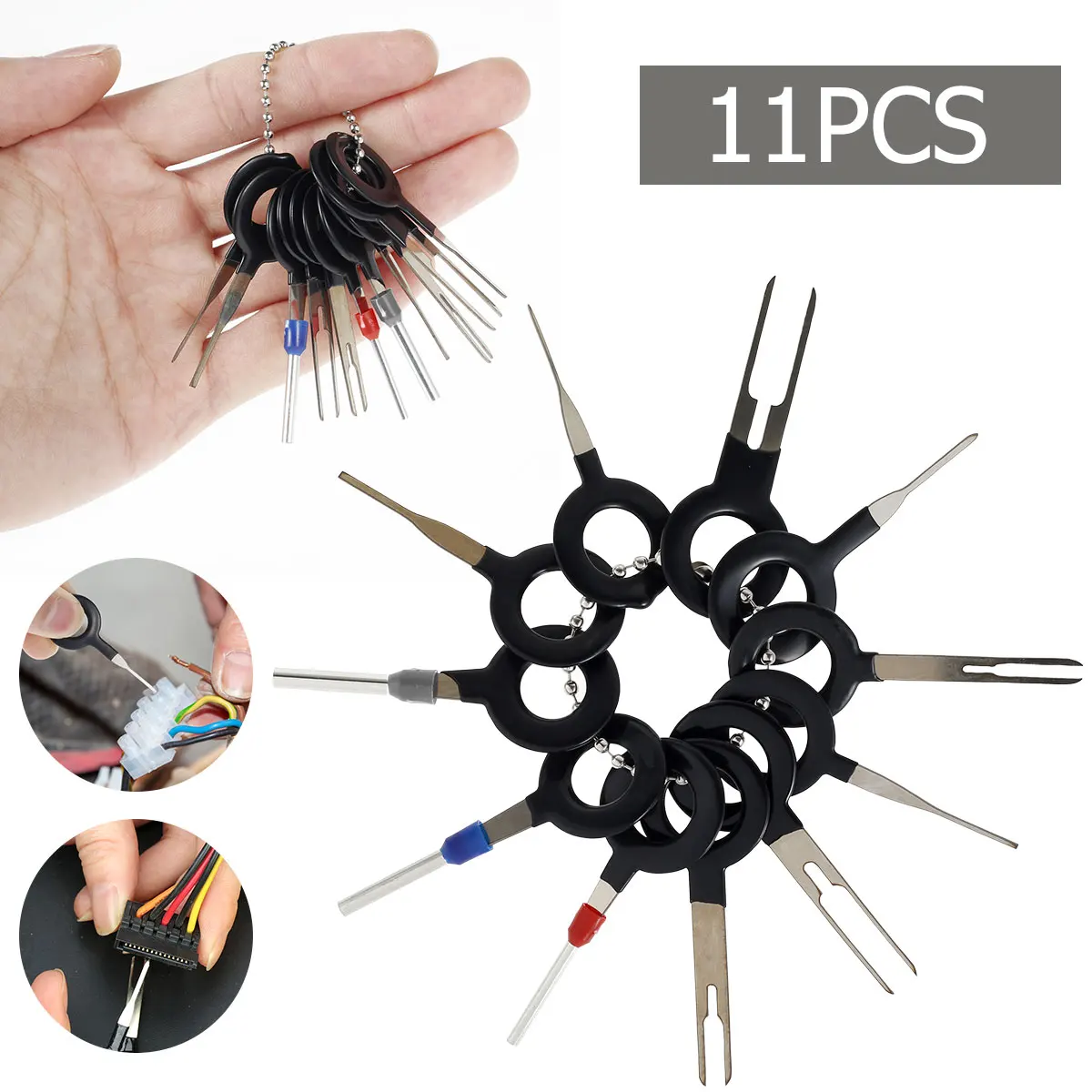 11 Pcs Stainless Steel Terminal Remover Tool Quick Release Wire Connector Extractor Professional Terminal Ejector for Car Repair