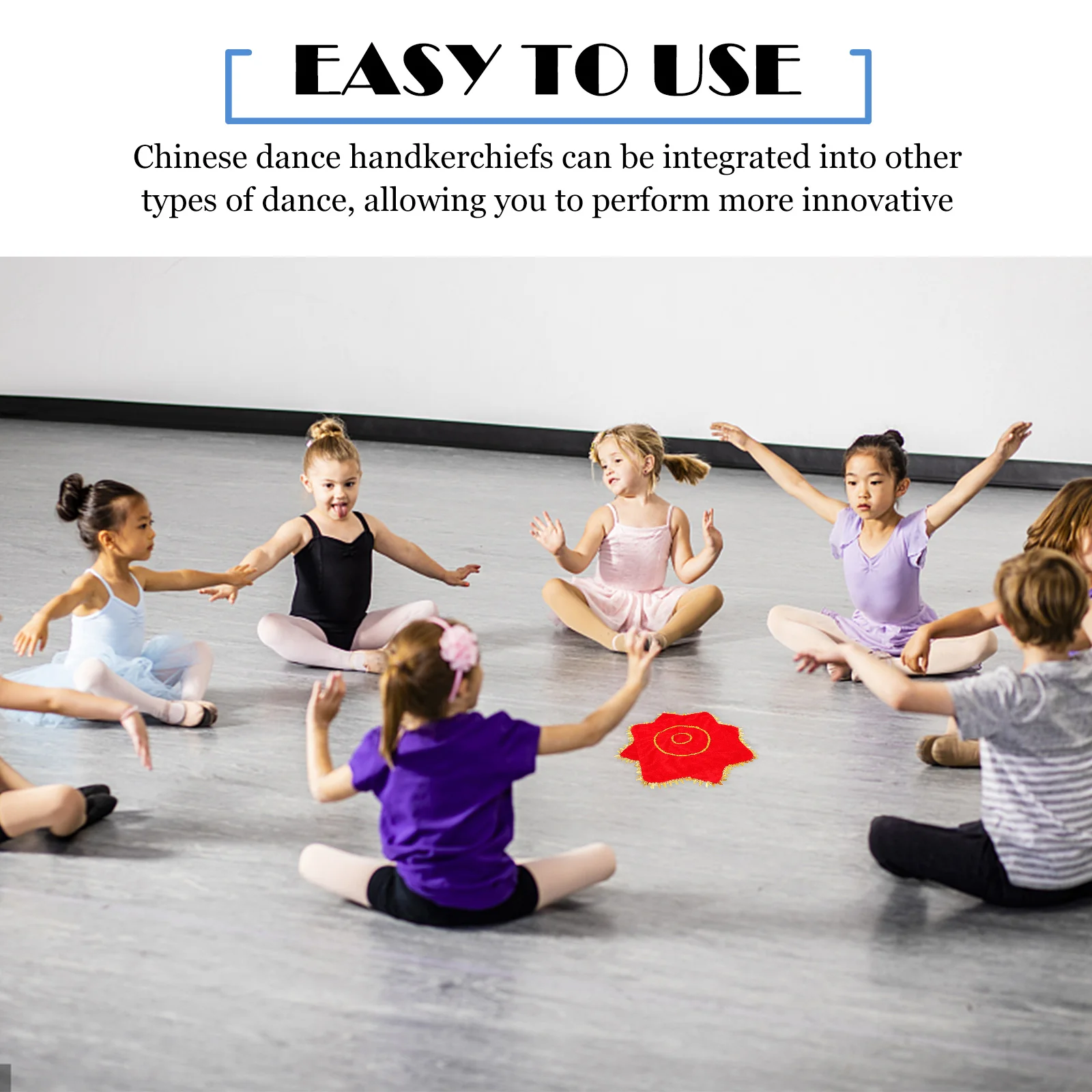 

2pcs Octagonal Towel Chinese Style Dance Handkerchief Red Rotating Stage Performance Prop Yangko Dance Towel Party Supplies