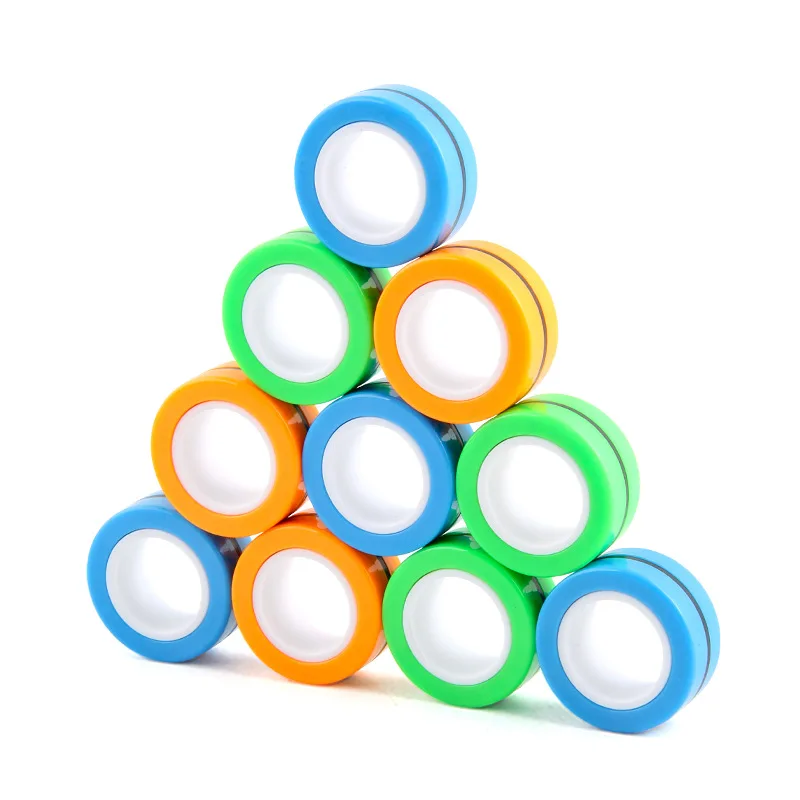 3Pcs Fidget Spinner Colorful Fingers Magnet Rings Stress Relief for Training Relieves Autism Anxiety Gift for Adults Teens Kids