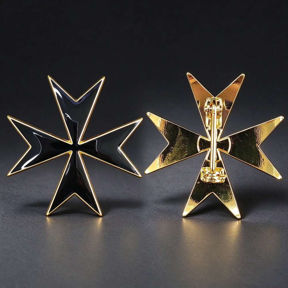 1PC Black Color Maltese Cross Badge Randow Cross Pin style Collectible Costume Accessory Decoration Crafts