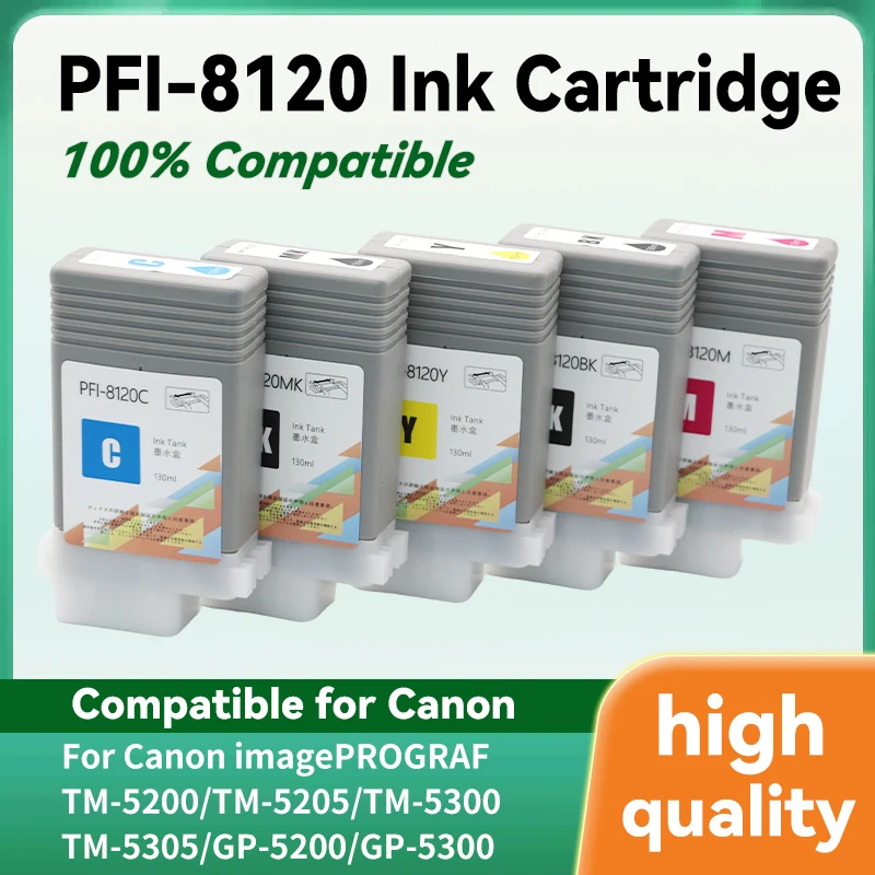 

Совместимый картридж 130 мл PFI-8120 PFI8120 для принтера Canon TM 5200 5205 5200MFP 5300 5305 5300MFP 5305MFP с чипом