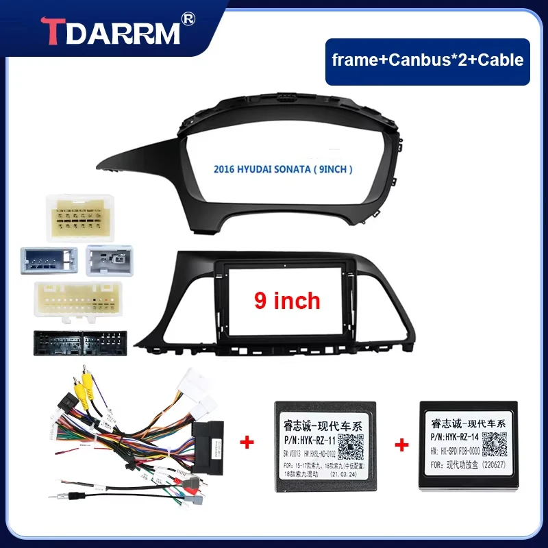 Car Radio Fascia for Hyundai Sonata 9 2015 2016 2017 2018 DVD Stereo Dash Trim Kit Frame Panel Installation Bezel