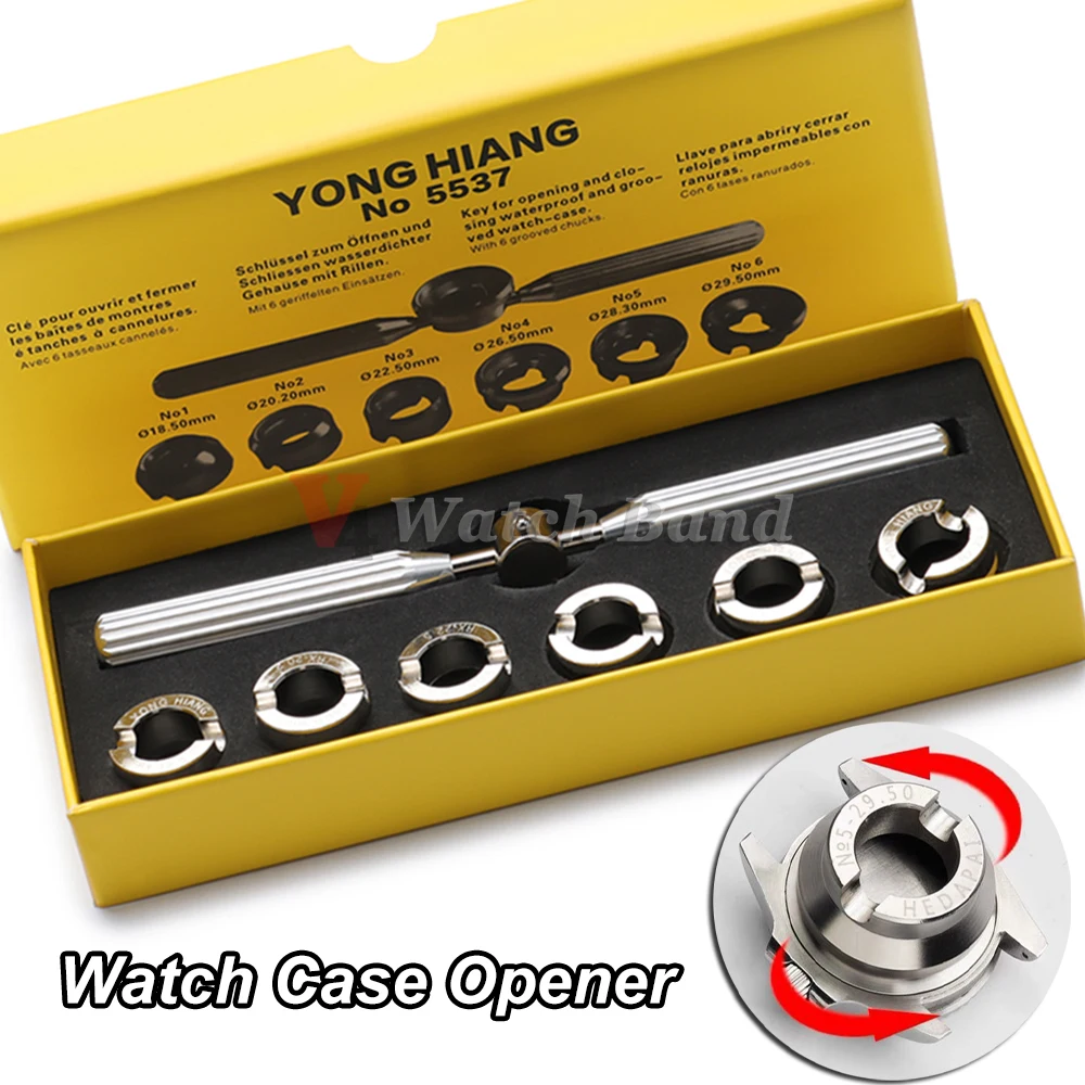 5537-6 Alloy Watch Case Back Opener DIe Waterproof Grooved Cover Suitable for Rolex Watches Remover Tool 18.5mm-29.5mm 5537