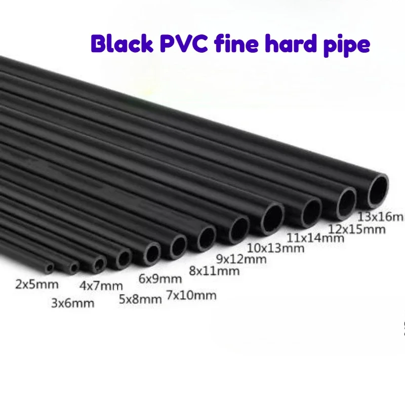 

2/4/6Pcs Wall Thickness 1.5mm Black PVC Plastic Tube OD 5~24mm Thin Hard Pipe Small Water Pipe Length 500mm