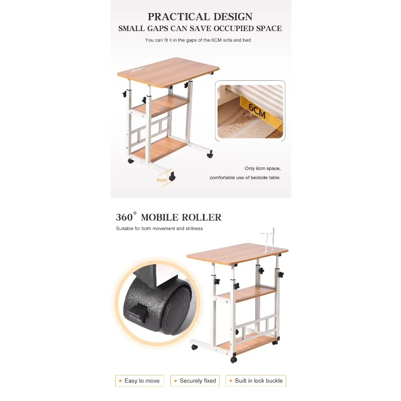 طاولة طعام طبية عالية الجودة قابلة للتعديل فوق السرير مع طاولة بجانب السرير مع عجلات طاولة بجانب السرير في المستشفى #2