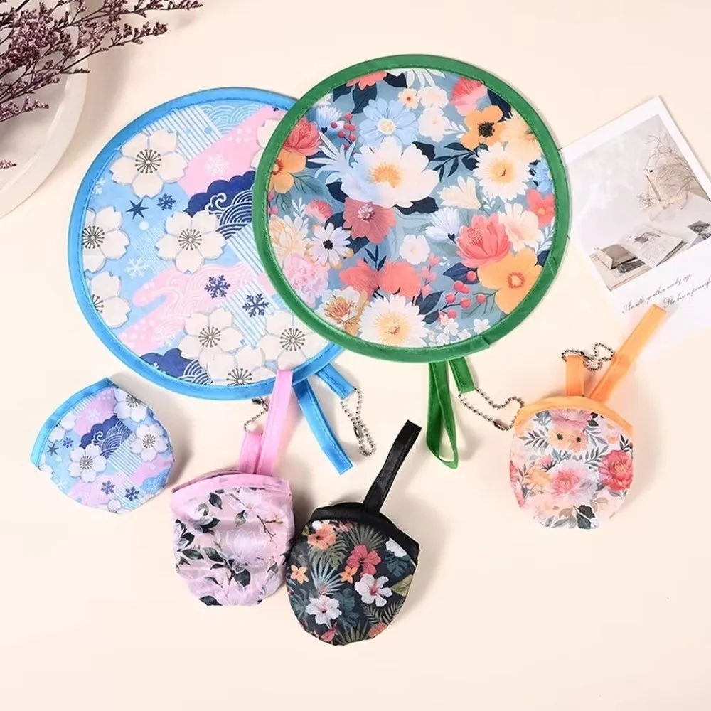 NEW 8 Styles Round Foldable Fan Lightweight with Storage Bags Hand Fans Portable Cooling Fans Summer Outdoor
