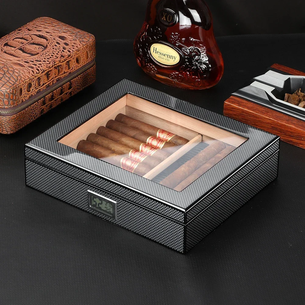 GALINER Humidor Cigar Box Luxury Case Cedar Wood With Portable Hygrometer Digital Humidifier Outdoor Cigar Case Travel