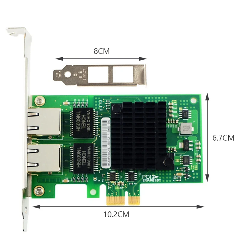 PCI-E X1 RJ45 Desktop Dual Port Gigabit Ethernet I350-T2M Ethernet Controller Chip I350AM2 10/100 /1000Mbps Rate